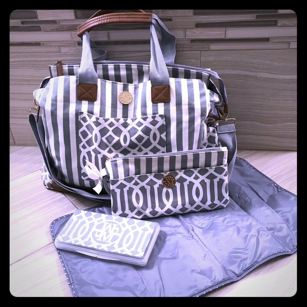 Mud Pie Diaper Bag and Lil Biter Bangle Wipe Bag
